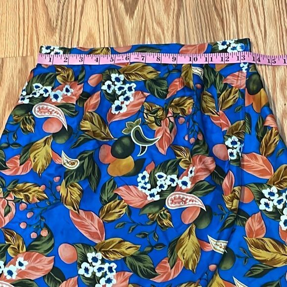 Vintage Silk Wrap Skirt, Oranges Blossoms Blue, 8P - Picture 2 of 5